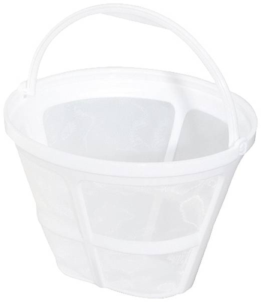Prázdná bílá plastová nádoba s rukojetí.