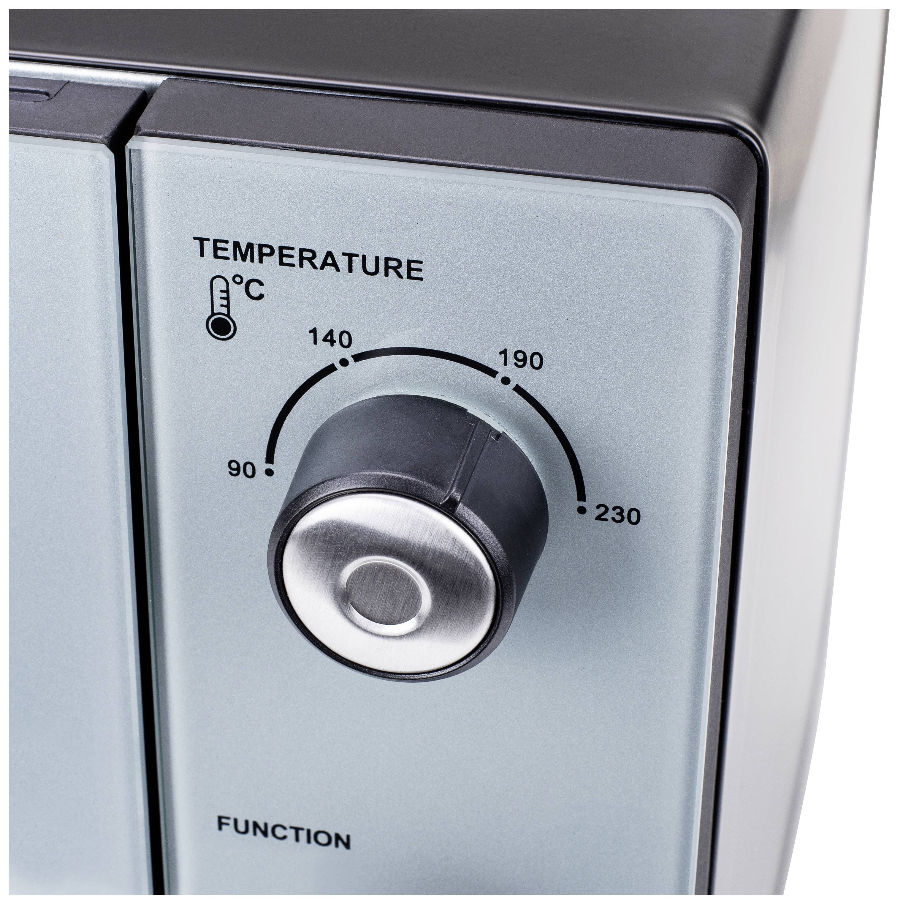 Teploměr se stupnicí od 90°C do 230°C na stříbrném povrchu. Ukazatel je nastaven na 90°C.