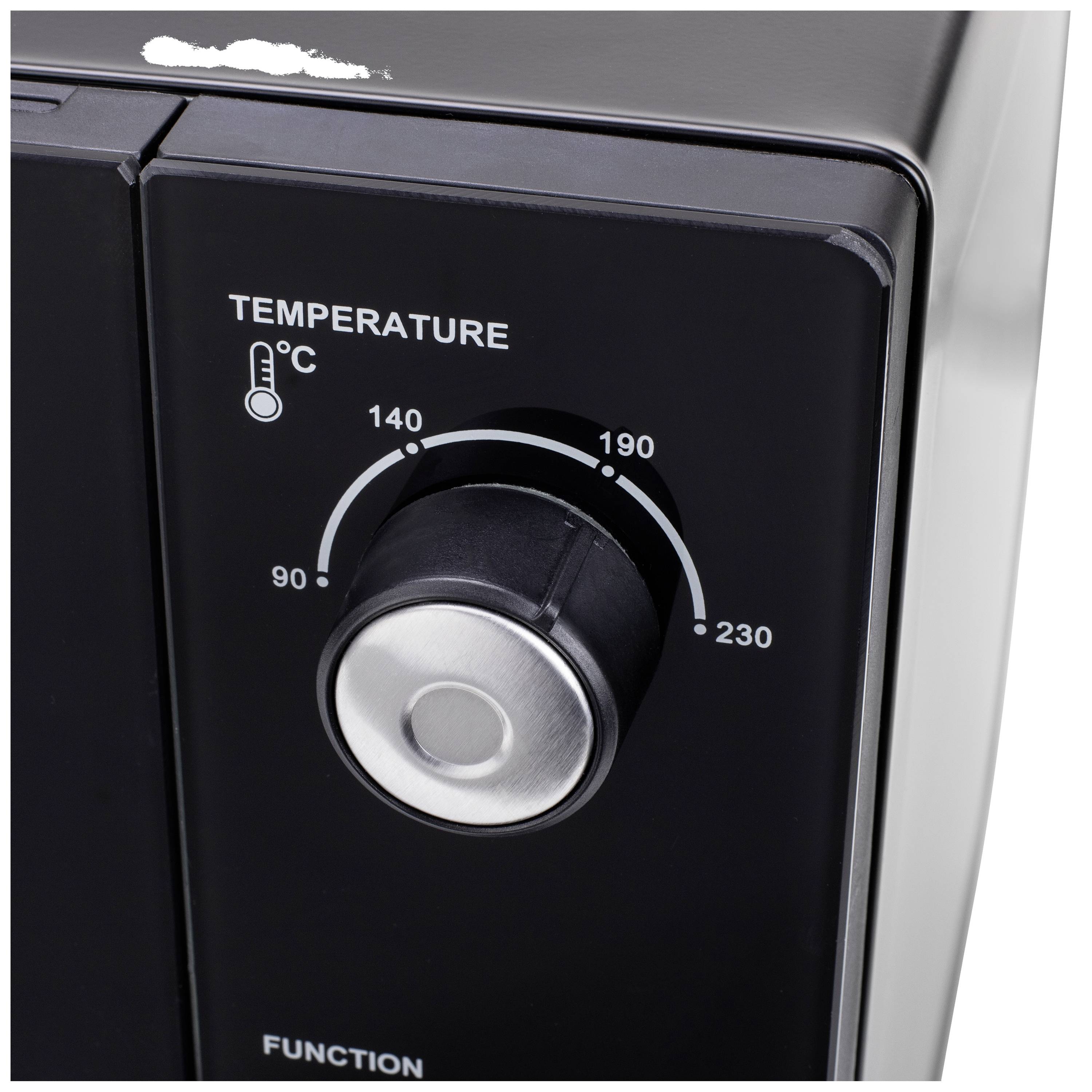 Teplotní regulátor kuchyňského přístroje se stupnicí od 90°C do 230°C, aktuálně nastavený na 190°C.
