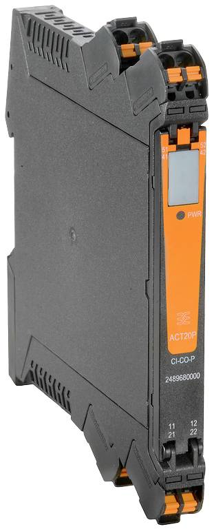 Černý elektronický modul s nápisem 'CI-CO-P' a oranžovými prvky, pravděpodobně součást řídicí jednotky.