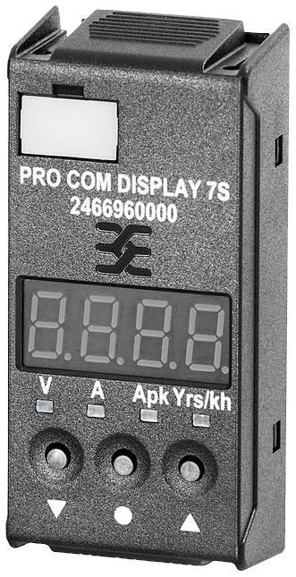 Elektronický displej s digitálním displejem a ovládacími prvky. Text na displeji: 'PRO COM DISPLAY 7S 2466960000'.