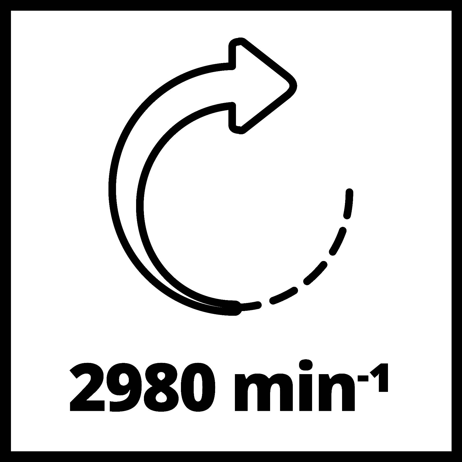 Otáčky 2980 min⁻¹ znázorněné šipkou.
