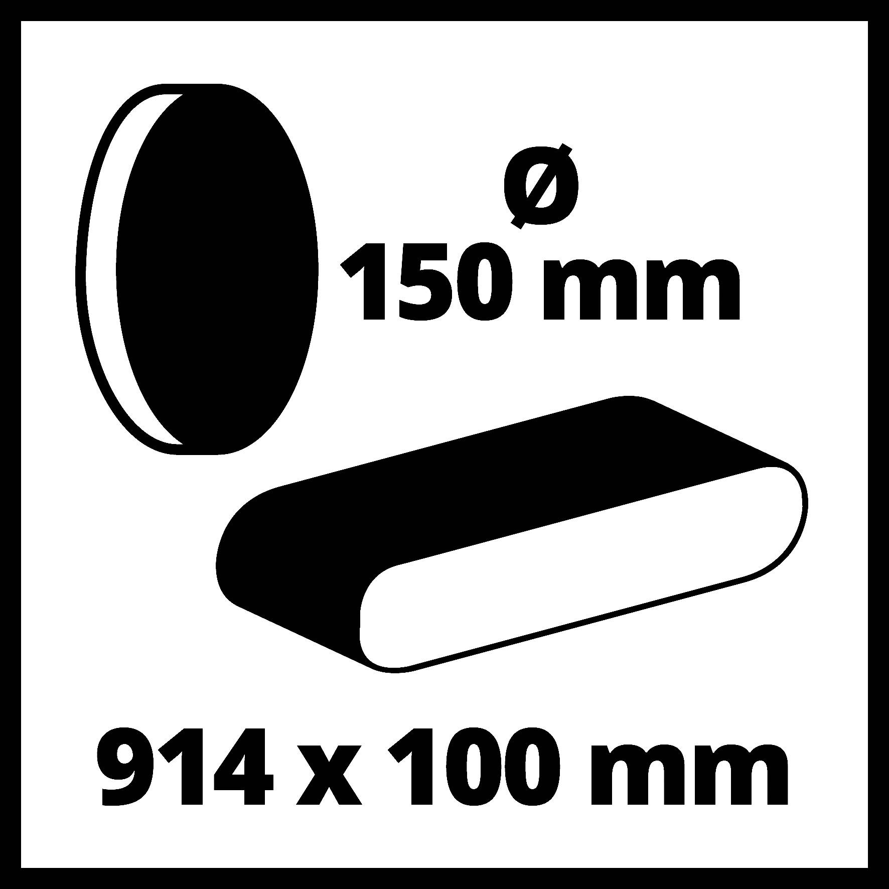 Oválný předmět o průměru 150 mm a obdélníkovém tvaru 914 x 100 mm.