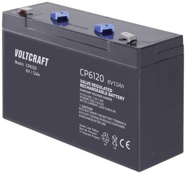 VOLTCRAFT CE6V/12Ah VC-12713950 olověný akumulátor 6 V 12 Ah olověný se skelným rounem (š x v x h) 151 x 100 x 50 mm plochý konektor 6,35 mm bezúdržbové