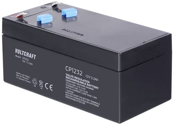 VOLTCRAFT CE12V/3,2Ah VC-12713965 olověný akumulátor 12 V 3.2 Ah olověný se skelným rounem (š x v x h) 134 x 67 x 67 mm plochý konektor 4,8 mm bezúdržbové