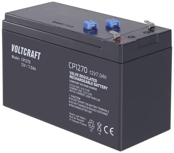 VOLTCRAFT CE12V/7Ah VC-12713970 olověný akumulátor 12 V 7 Ah olověný se skelným rounem (š x v x h) 151 x 100 x 65 mm plochý konektor 4,8 mm bezúdržbové