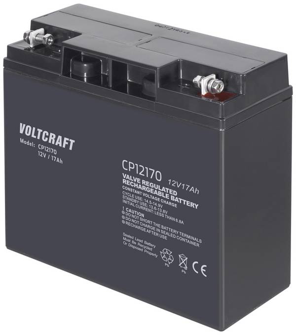 VOLTCRAFT CE12V/17Ah VC-12713975 olověný akumulátor 12 V 17 Ah olověný se skelným rounem (š x v x h) 181 x 167 x 77 mm šroubované M5 bezúdržbové