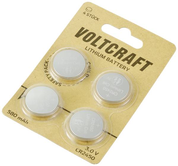 VOLTCRAFT knoflíkový článek CR 2450 3 V 4 ks 580 mAh lithiová CR2450