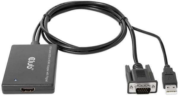 club3D CAC-1720 HDMI / USB / VGA adaptér [2x VGA zástrčka, USB zástrčka (M) - 1x HDMI zásuvka] černá s USB, lze šroubovat, pozlacené kontakty 0.6 m