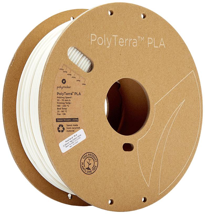 Polymaker 70823 PolyTerra PLA vlákno pro 3D tiskárny PLA plast Nižší obsah plastů 2.85 mm 1000 g bílá (matná) 1 ks
