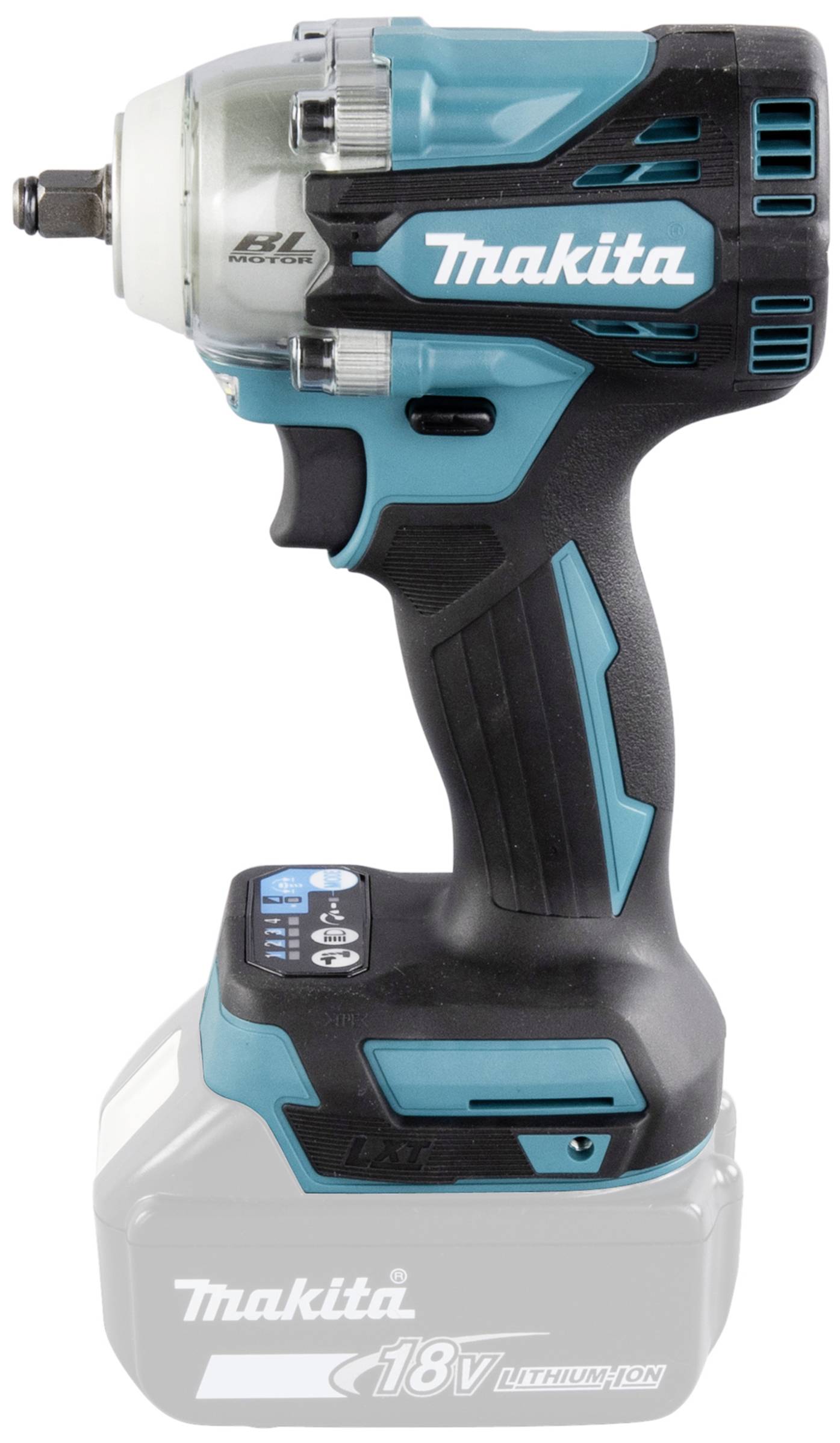 Bezdrátový rázový utahovák od Makity s 18V lithium-iontovou baterií, vhodný pro různé montážní a opravárenské práce.