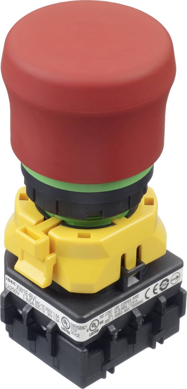 Idec XW1E-BV4TG04MFR, XW1E-BV4TG04MFR nouzový vypínač, 250 V, 4 rozpínací kontakty, 1 ks