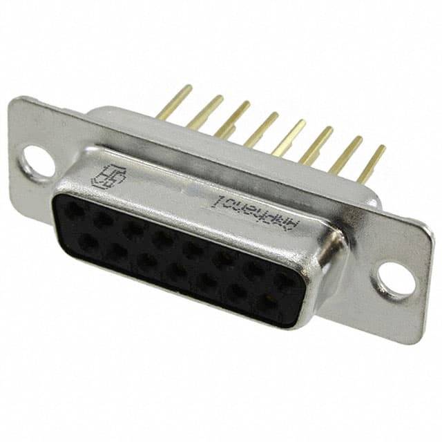 Stříbrný D-Sub konektor s 9 piny, používaný v elektronických zařízeních pro sériová připojení.