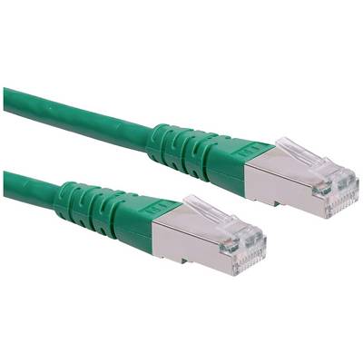 Dva zelené ethernetové kabely s konektory RJ45.