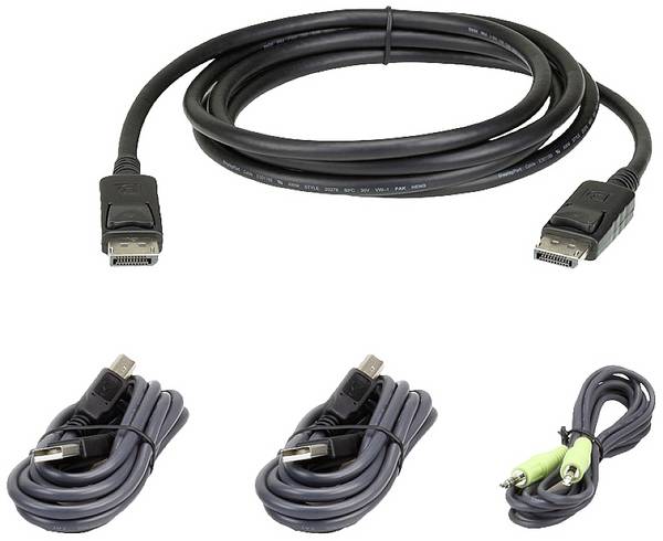 ATEN KVM kabel [3x zástrčka DisplayPort - 3x zástrčka DisplayPort] 1.80 m černá