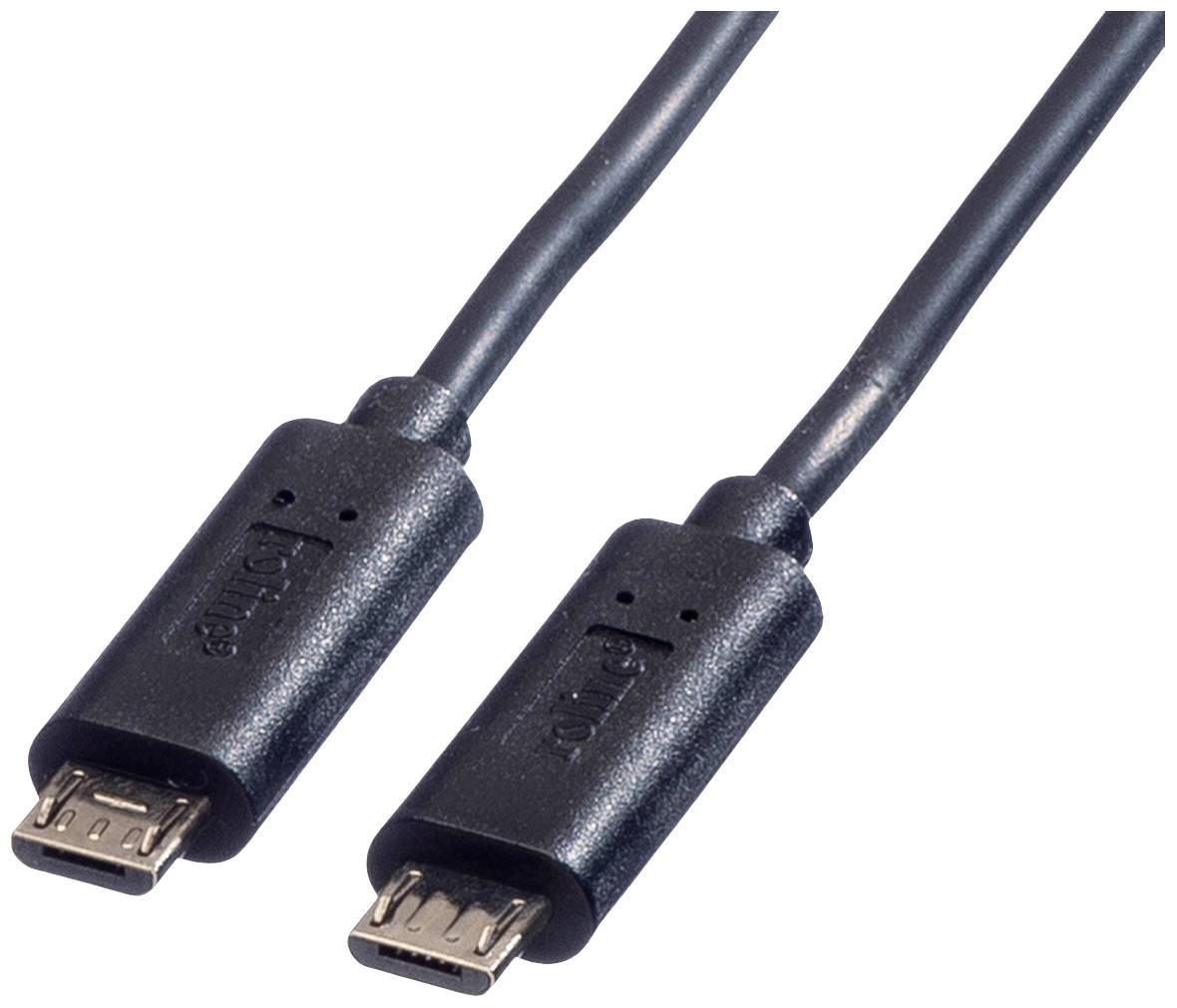 Dva černé micro-USB konektory v detailním záběru.