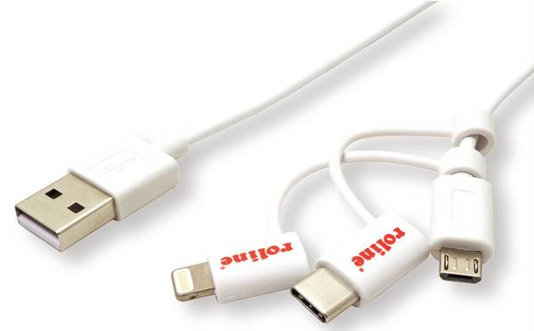 Roline USB kabel USB 2.0 USB-A zástrčka, Apple Lightning konektor 1.00 m bílá stíněný 11.02.8329