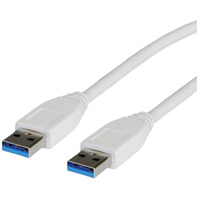 Dva bílé USB 3.0 kabely s modrými konektory na bílém pozadí, které jsou určeny pro rychlý přenos dat.