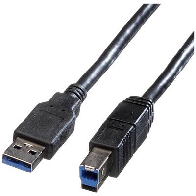 USB kabel s konektory USB-A a USB-B, často používaný pro připojení tiskáren k počítačům.