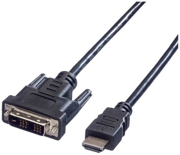 Value DVI kabel DVI-D 18 + 1 pól Zástrčka, Zástrčka HDMI-A 1.50 m černá 11.99.5516 stíněný DVI kabel