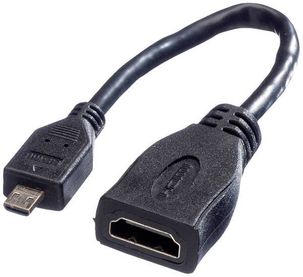Value HDMI kabel Zásuvka HDMI-A, Zástrčka HDMI Micro-D 0.15 m černá 11.99.5584 stíněný HDMI kabel