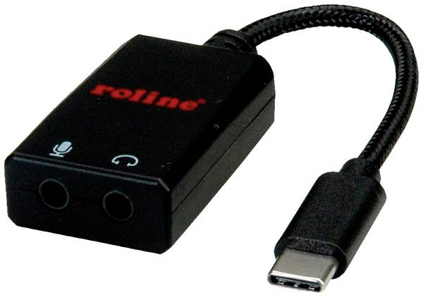 Roline TV, monitor adaptér [1x USB-C® zástrčka - 2x jack zásuvka 3,5 mm]  0.13 m oboustranně zapojitelná zástrčka