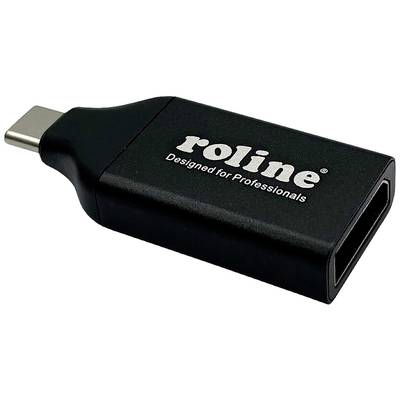 USB-C na DisplayPort adaptér od Roline; černý design s nápisem „Navrženo pro profesionály".