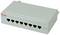 Šedý síťový switch s osmi ethernetovými porty, očíslovanými od 1 do 8, v pouzdře s označením 'roline Cat.5e'.