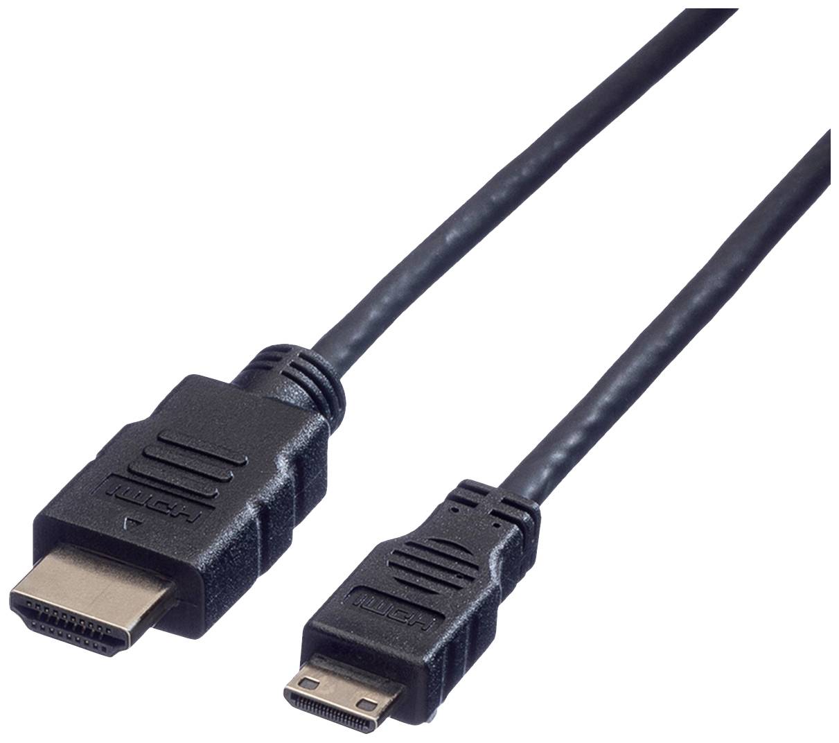 Černý HDMI kabel se standardní a mikrokonektorovou koncovkou, vhodný pro připojení zařízení s různými typy HDMI portů.