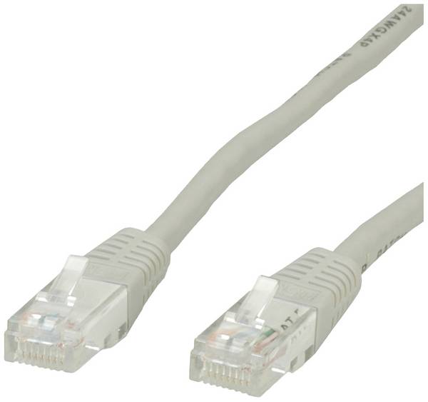Value 21.99.0903 RJ45 síťové kabely, propojovací kabely CAT 6 U/UTP 3.00 m šedá nestíněný 1 ks