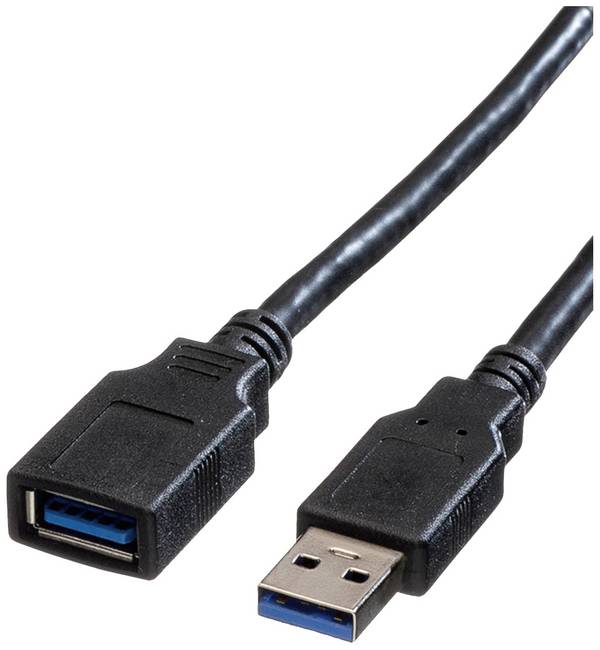 Roline USB kabel USB 3.2 Gen1 USB-A zástrčka, USB-A zásuvka 0.80 m černá stíněný 11.02.8977