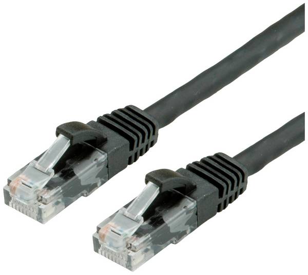 Value 21.99.1085 RJ45 síťové kabely, propojovací kabely CAT 6 U/UTP 10.00 m černá nestíněný, bez halogenů, samozhášecí 1 ks
