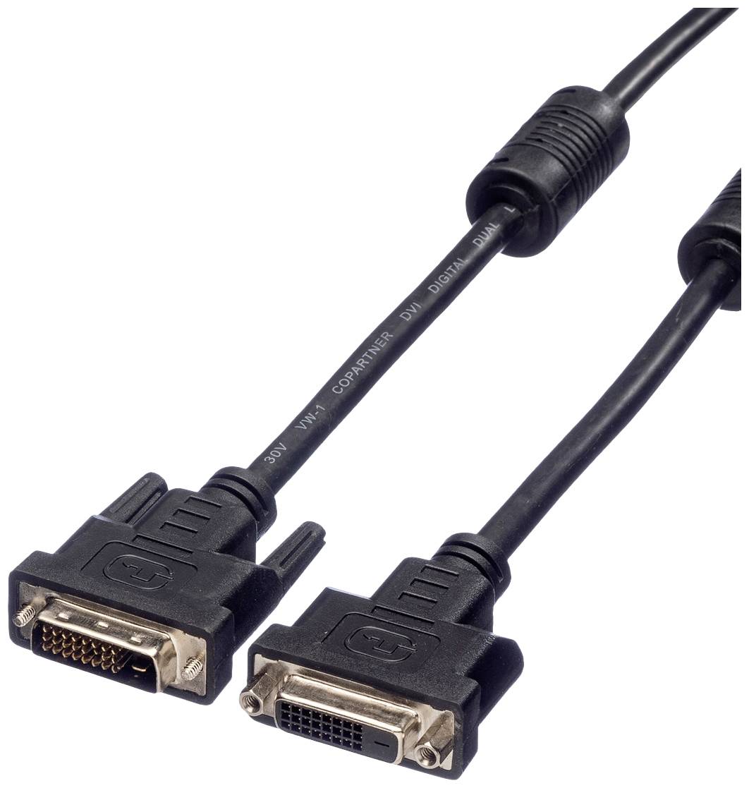 Černý DVI kabel se dvěma konektory s pozlacenými kontakty. Slouží k propojení videozařízení.