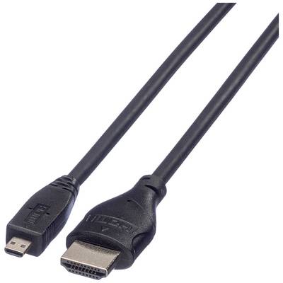 Černý HDMI kabel se standardním HDMI konektorem na jednom konci a micro-HDMI konektorem na straně druhé.