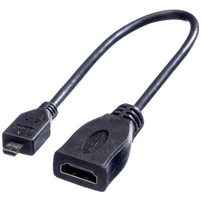 Černý adaptér z Micro-USB na HDMI, který slouží k propojení zařízení s různými konektory.