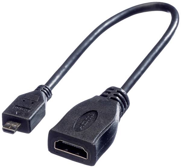 Roline HDMI kabel Zásuvka HDMI-A, Zástrčka HDMI Micro-D 0.22 m černá 11.04.5584 stíněný HDMI kabel