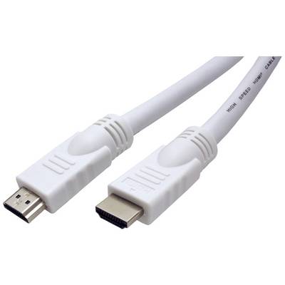 Bílý HDMI kabel se dvěma konektory; důležité propojení pro audio a video zařízení.
