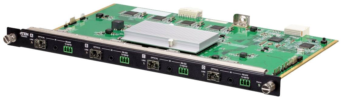 Elektronická deska plošných spojů s několika mikročipy a konektory, pravděpodobně součást síťového zařízení nebo serveru.