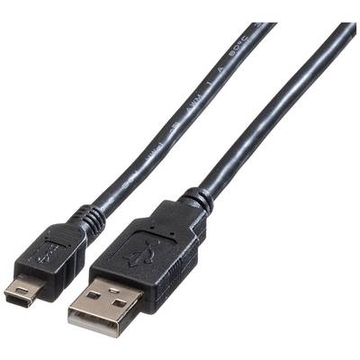USB kabel se standardním USB-A konektorem a mini USB-B konektorem, často používaný pro připojení zařízení jako jsou fotoaparáty.
