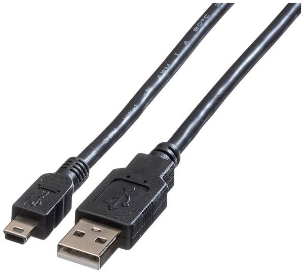 Roline USB kabel USB 2.0 USB-A zástrčka, USB Mini-B zástrčka 0.80 m černá stíněný 11.02.8708