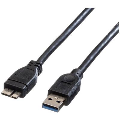 Černý USB kabel se dvěma různými typy konektorů na koncích, a to USB-A konektorem a micro-USB konektorem.