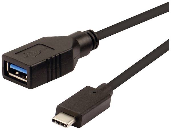Roline USB kabel USB 3.2 Gen1 USB-C ® zástrčka, USB-A zásuvka 0.15 m černá s funkcí OTG 11.02.9030