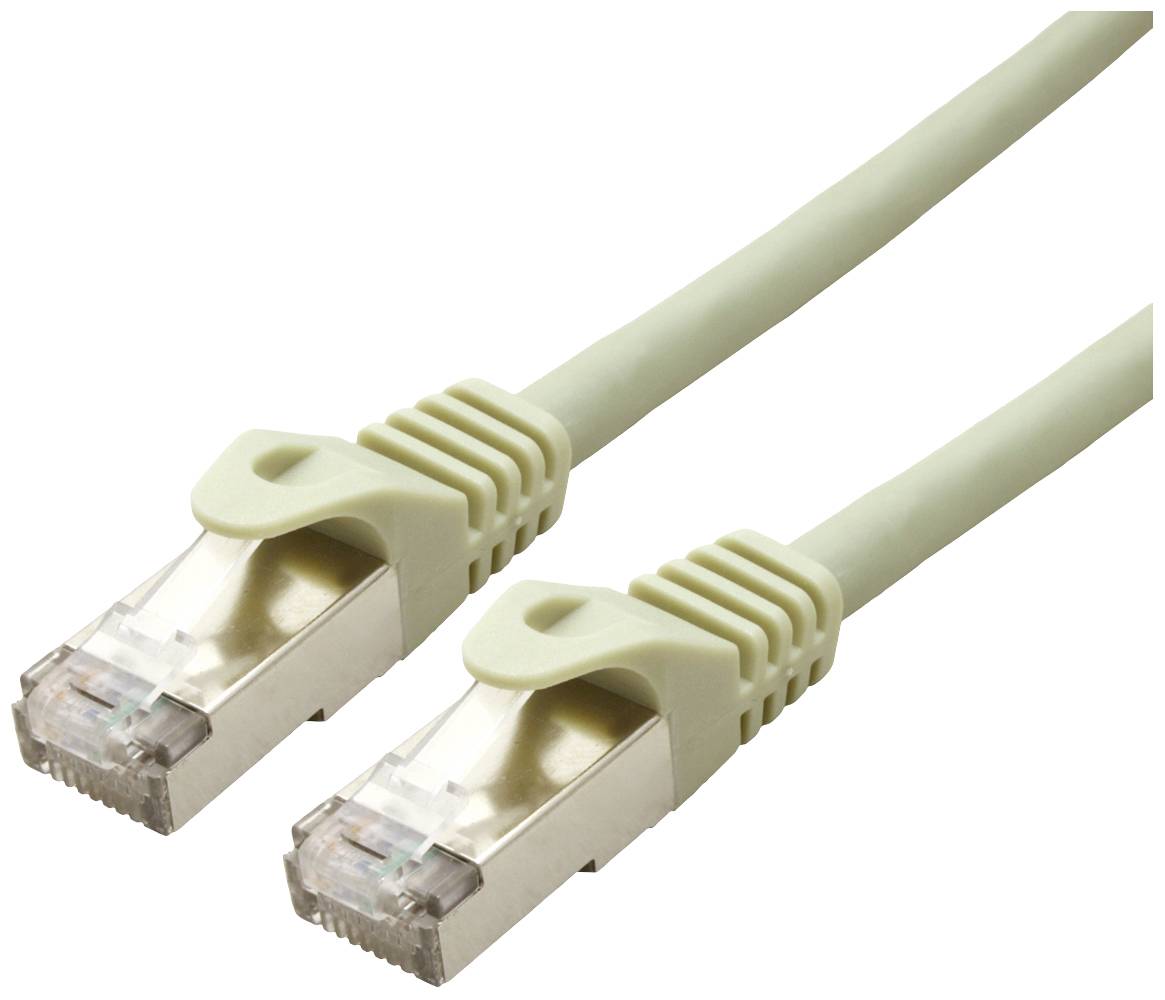Zelenkavý ethernetový kabel se dvěma konektory RJ-45 na koncích, používaný pro přenos dat v počítačových sítích.