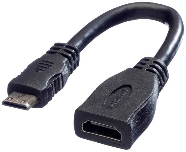 Value HDMI kabel Zásuvka HDMI-A, Zástrčka HDMI Mini-C 0.15 m černá 11.99.5586 stíněný HDMI kabel