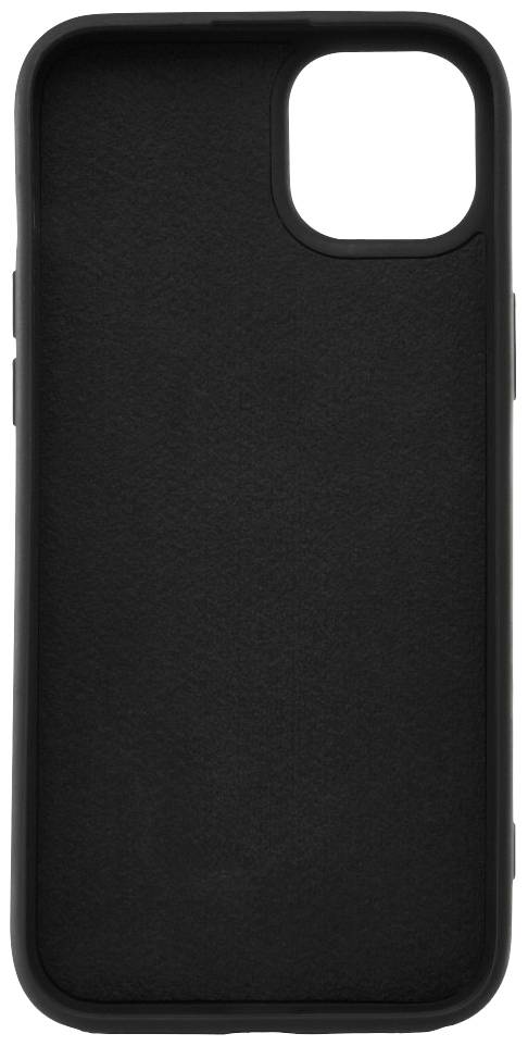 Černý kryt na mobil, jednoduché designové provedení, vhodný pro moderní smartphone, s výřezem pro fotoaparát.
