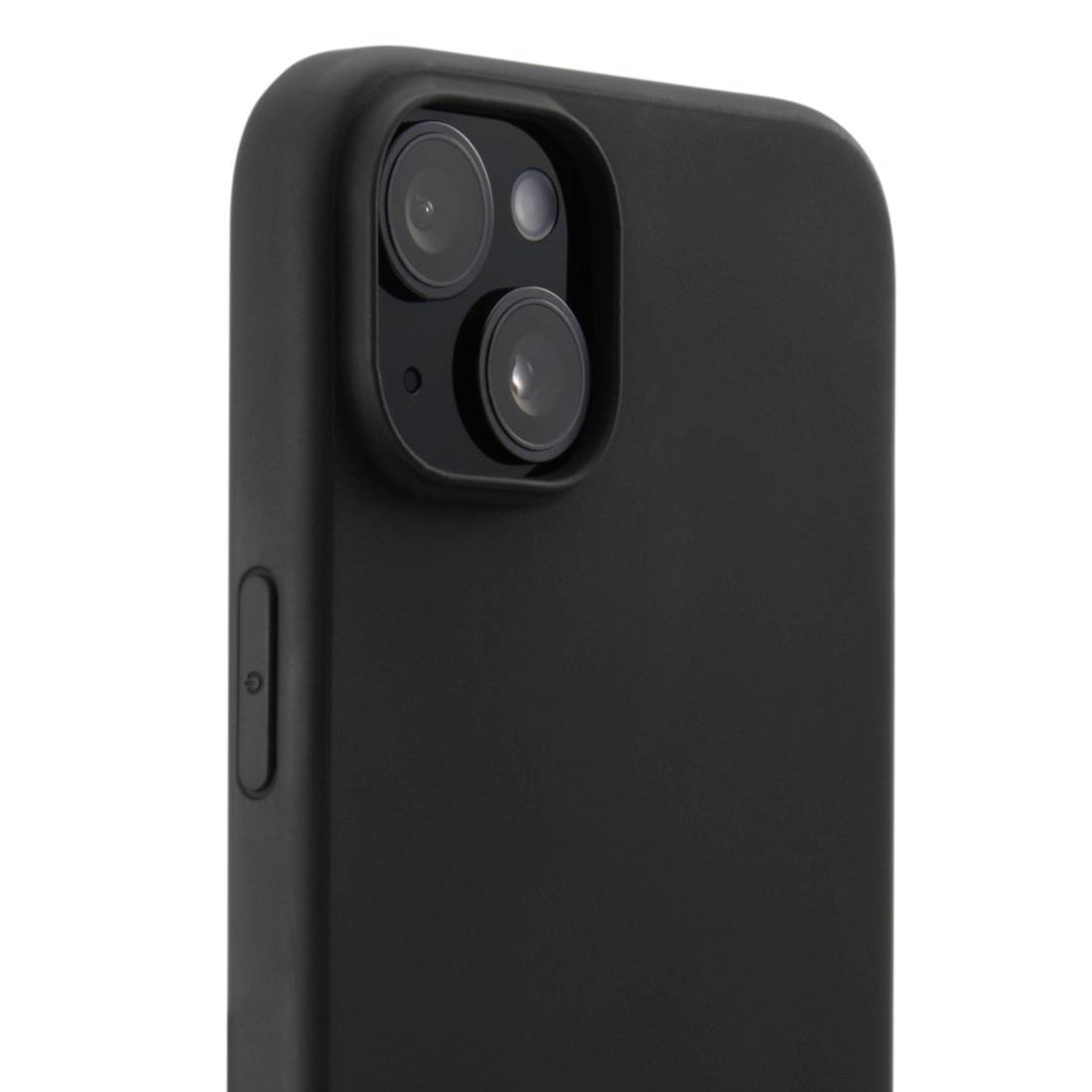 Černý smartphone s kamerovým modulem na zadní straně, umístěný v mírném úhlu. Zaměření je na kameru a design pouzdra.