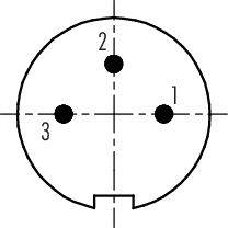 Třípólová elektrická zástrčka označená čísly 1, 2 a 3, která udávají polohu pinů.