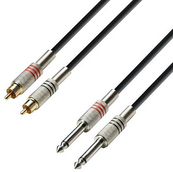 Adam Hall K3TPC0100  audio kabel [2x cinch zástrčka - 2x jack zástrčka 6,3 mm (mono)] 1 m černá