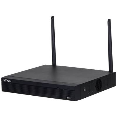 Černý Wi-Fi router se dvěma anténami a logem 'imou' na přední straně.