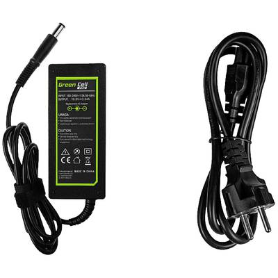 Napájecí adaptér a napájecí kabel, označené technickými údaji. Vhodné pro elektronická zařízení. Značka 'Green Cell'.